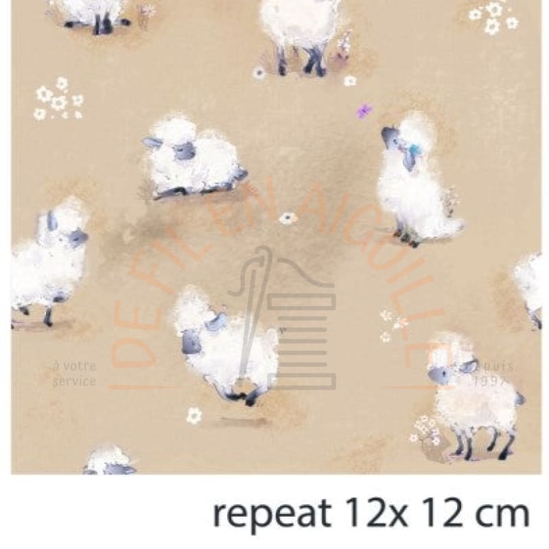 Popeline moutons beige Stenzo