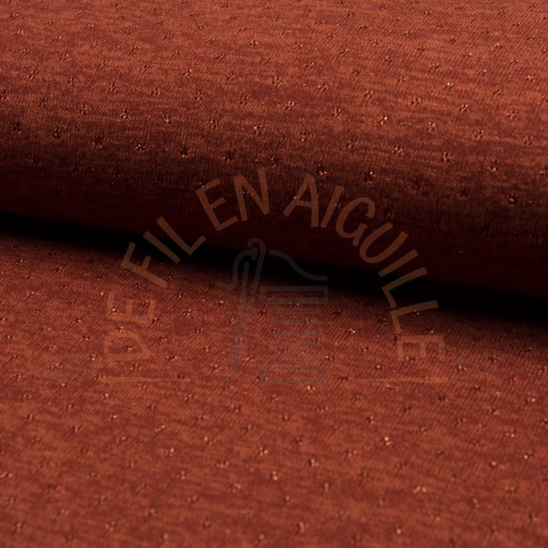 Jersey léger chiné ajouré lurex - Rouille