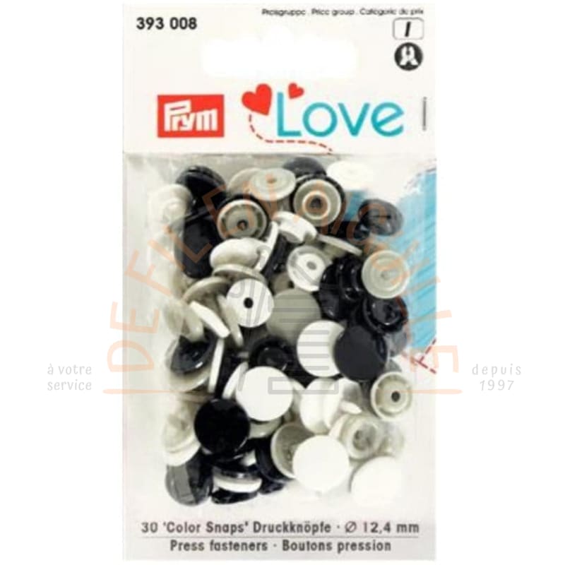 Pressions plastiques PRYM LOVE - Blanc-gris-noir