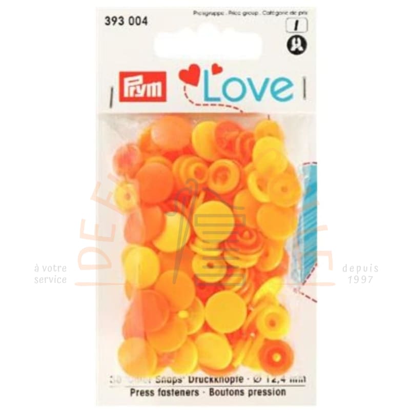 Pressions plastiques PRYM LOVE - Citron-jaune-orange clair